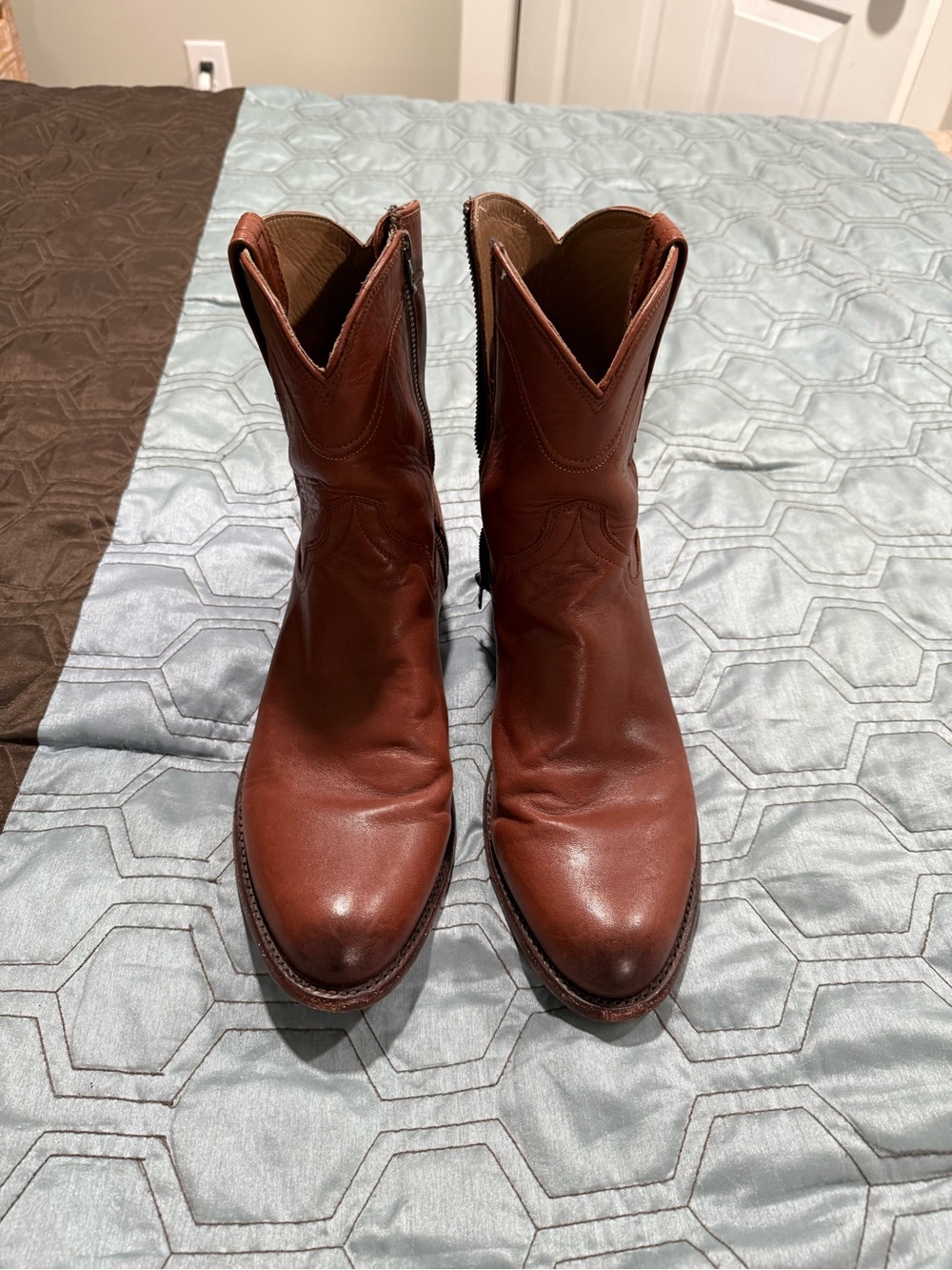 Tecovas Brown Leather Western Boots Men's 12D Model Dean